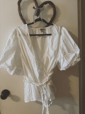 H&M Puff Sleeve Wrap Top
